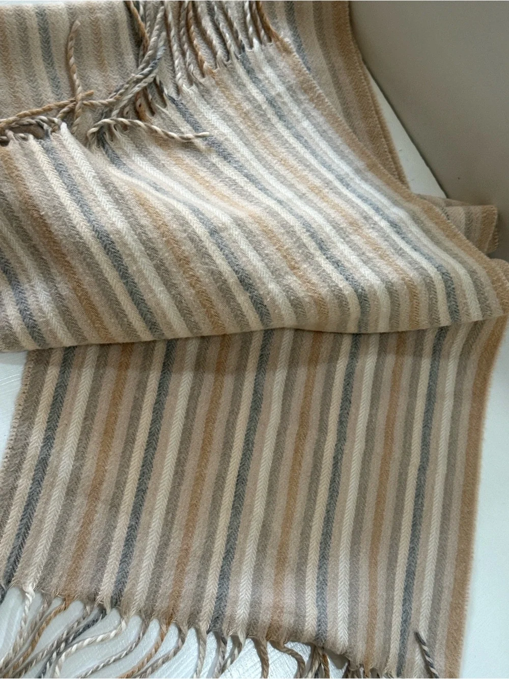 Men’s Soft Beige Acrylic Scarf - Made in Germany